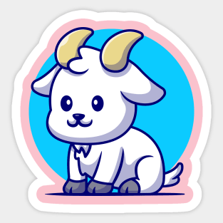 Cute Goat sitting Cartoon Sticker